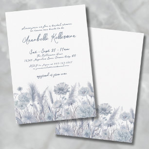 Invitation Pampa Botanique Fleurie Bleu Poussiéreux pour Mari