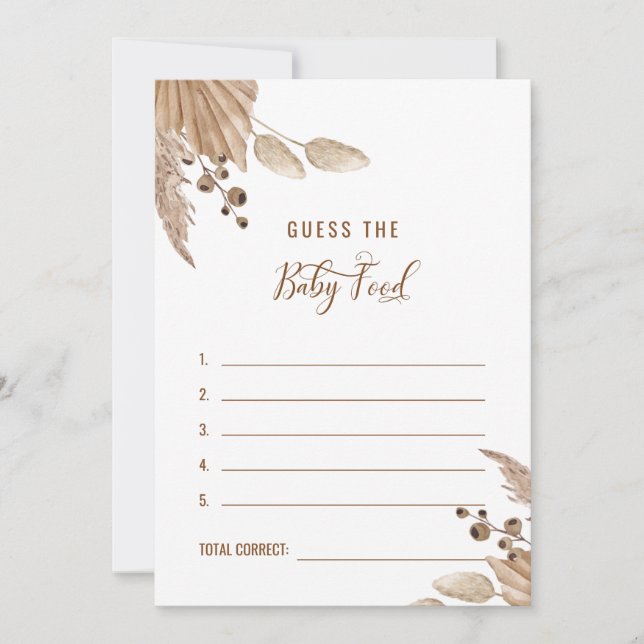 Invitation Pampas Baby shower Guess the Baby Food Réponse III (Devant)