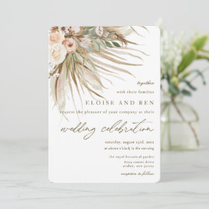 Invitation Pampas Bohème Grass Tons Terme Mariage Floral