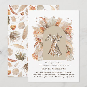 Invitation Pampas botanique herbe girafe moderne safari chic