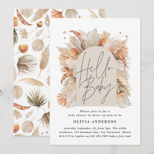 Invitation Pampas botanique herbe rustique moderne terre cuit