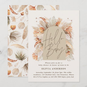 Invitation Pampas botanique herbe rustique moderne terre cuit