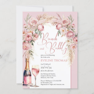 Invitation Pampas brunch boho pampas rose et mousseux
