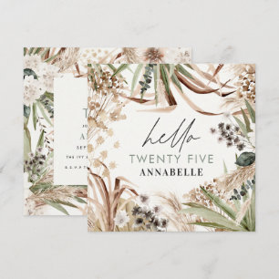 Invitation Pampas d'anniversaire herbe eucalyptus moderne sau