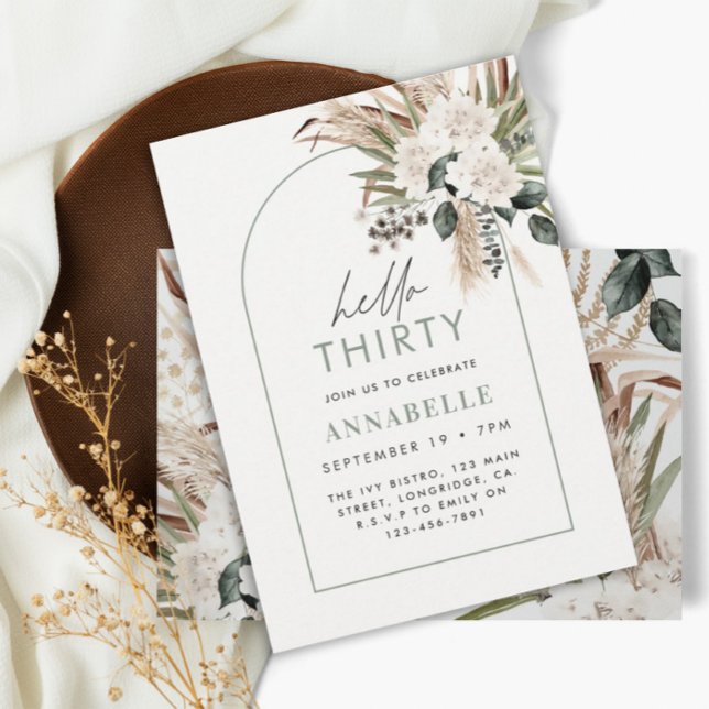 Invitation Pampas d'anniversaire herbe eucalyptus moderne sau (Créateur téléchargé)