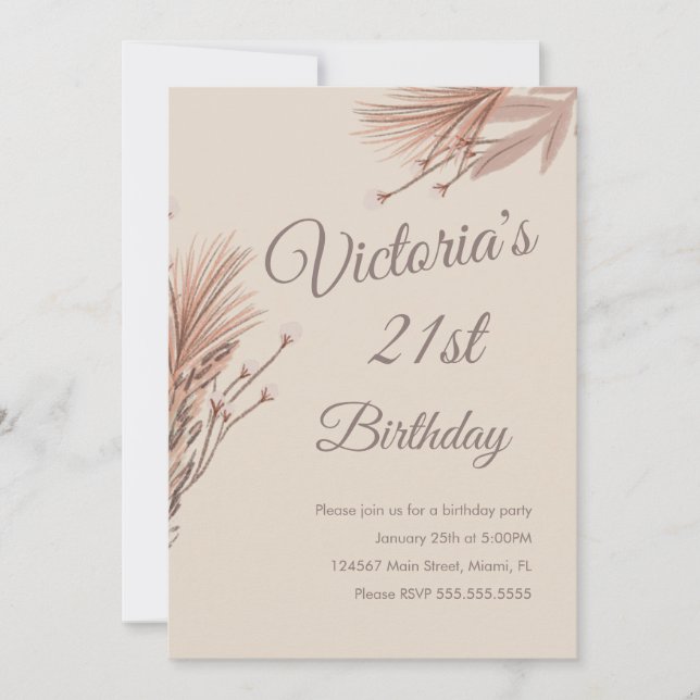 Invitation Pampas de Bohême 21ème Anniversaire (Devant)