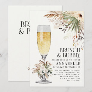 Invitation Pampas de douche nuptiale brunch d'herbe et bulle