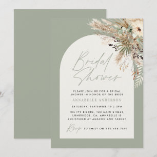 Invitation Pampas douche nuptiale eucalyptus moderne sauge ve