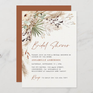 Invitation Pampas douche nuptiale herbe moderne boho élégant