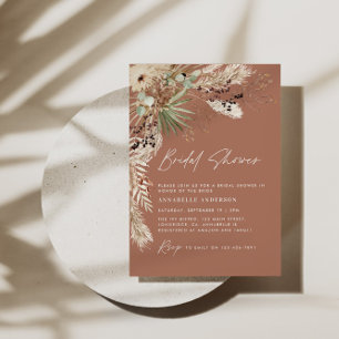 Invitation Pampas douche nuptiale herbe moderne boho élégant
