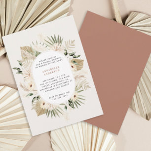 Invitation Pampas douche nuptiale herbe moderne boho élégant
