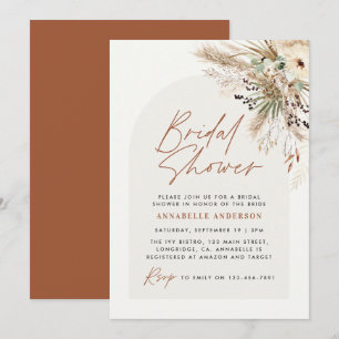 Invitation Pampas douche nuptiale herbe moderne boho élégant
