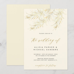Invitation Pampas en or bohème tropical mariage d'herbe