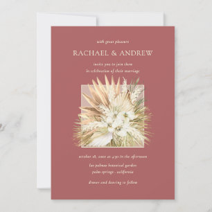 Invitation Pampas Fleurs séchées en laiton Boho Bouquet Maria