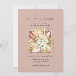 Invitation Pampas Fleurs séchées Grass Bouquet Mauve Mariage
