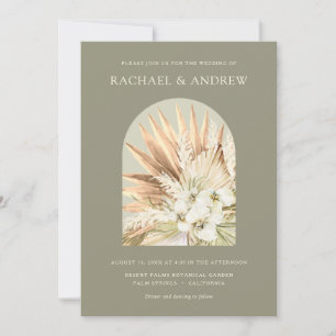 Invitation Pampas Fleurs séchées Grass Moderne Moss Arc Vert