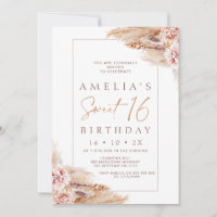Pampas Florale Boho moderne Grass 16e anniversaire