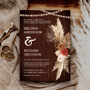 Invitation Pampas Florales Terracotta Rustique et Marron