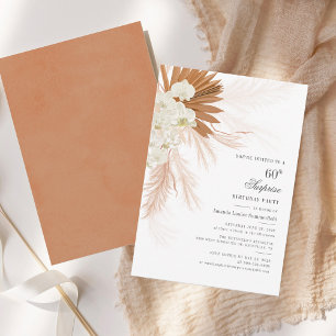 Invitation Pampas Grass 60e Anniversaire Fête Script Tan
