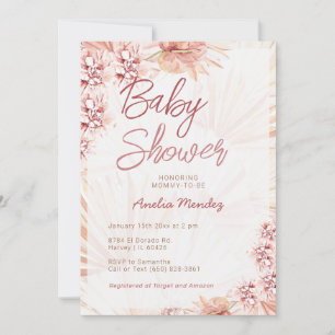 Invitation Pampas Grass Baby shower Neutre Fille Garçon Bohèm