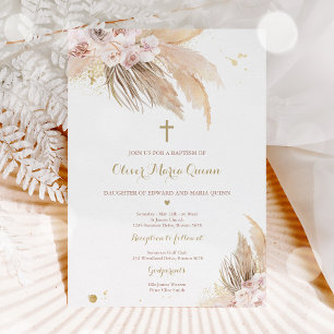 Invitation Pampas Grass Baptême Bohème Bohème Baptême Baptême