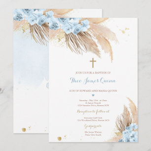 Invitation Pampas Grass Bohème Baptême Boho Christening