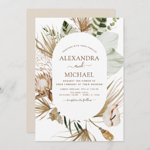 Invitation Pampas Grass Bohème Bohème Mariage Tropical Invita