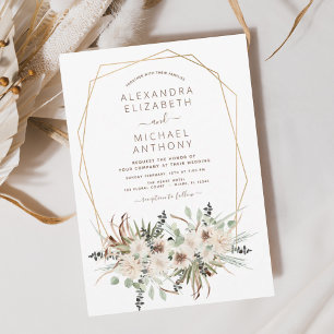 Invitation Pampas Grass Bohême Boho Eucalyptus Mariage
