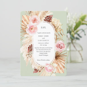 Invitation Pampas Grass Boho aquarelle Sage Vert