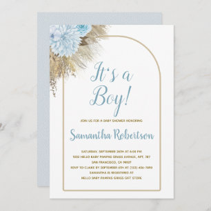 Invitation Pampas Grass Boho C'est un Baby shower garçon