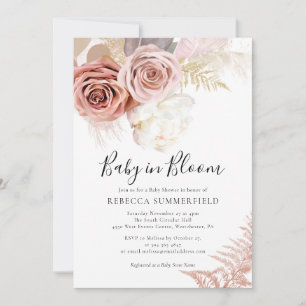 Invitation Pampas Grass Boho Girl Baby shower d'automne