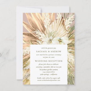 Invitation Pampas Grass Boho Post Mariage Réception Mauve