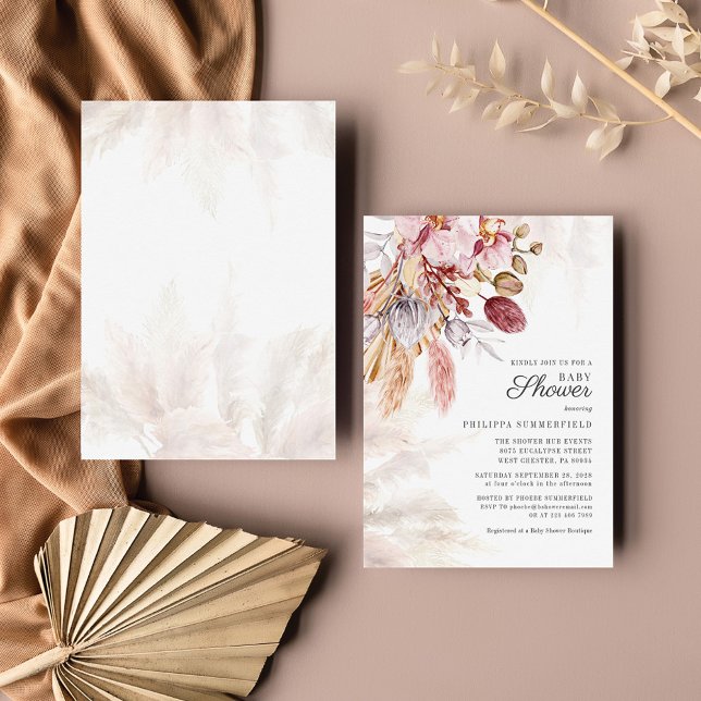 Invitation Pampas Grass Boho séché Fleurs Baby shower fille (Créateur téléchargé)