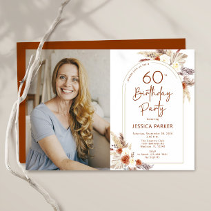Invitation Pampas Grass Boho Terracotta Photo 60e anniversair