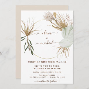 Invitation Pampas Grass Boho Tropical Mariage Flyer Invitatia
