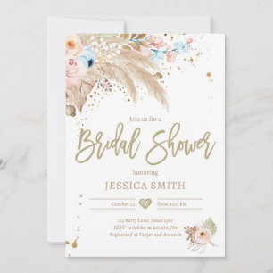 Invitation Pampas Grass Boho Tropical Rustic Fête des mariées