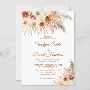 Invitation Pampas Grass éditable tout en un Mariage