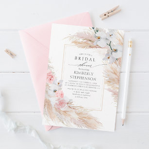 Invitation Pampas Grass et Orchidées Blanches Fête des mariée