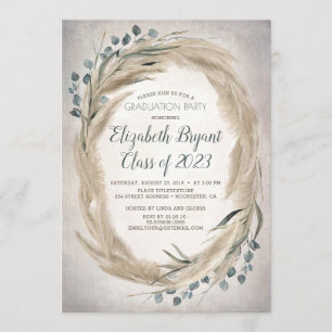 Invitation Pampas Grass et verdure Boho Chic Graduation