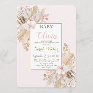 Invitation Pampas Grass fille baby shower