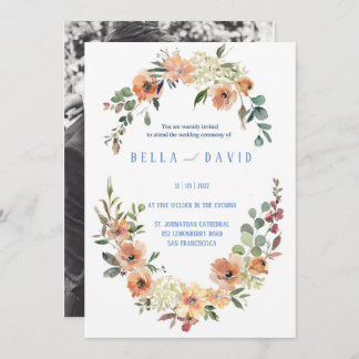 Invitation Pampas Grass Floral Bourgogne Terracotta Mariage