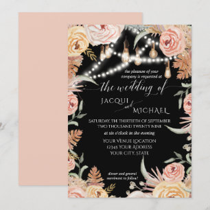 Invitation Pampas Grass Floral Edison Twinkle Lights Mariage