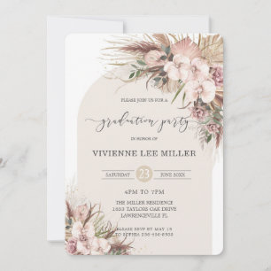 Invitation Pampas Grass Orchid Floral Arch Graduation