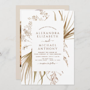 Invitation Pampas Grass Photo Bohemian Boho Mariage