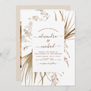 Invitation Pampas Grass Photo Bohemian Boho Mariage