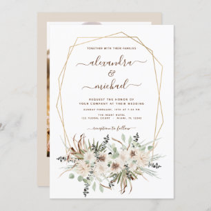 Invitation Pampas Grass Photo Boho Eucalyptus Mariage