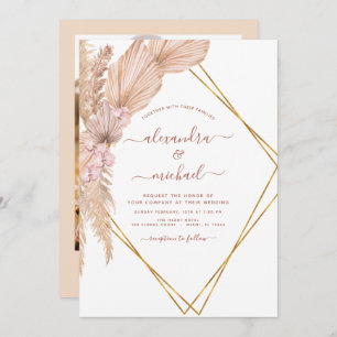 Invitation Pampas Grass Photo Boho Mariage tropical