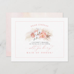Invitation Pampas Grass Pink Bridesmaid Proposition Invitatio