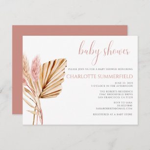 Invitation Pampas Grass Rustic Boho Baby shower Floral