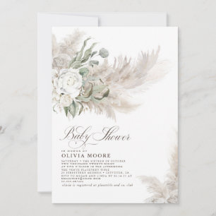 Invitation Pampas Grass Sage Verdure Baby shower Floral Boho